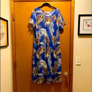 Hilo Hattie Hawaiian Print Dress, Blue, XL